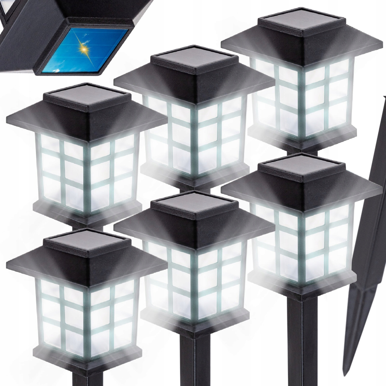 Solárna lampa Briix, čierna, 39 cm, 6 ks.